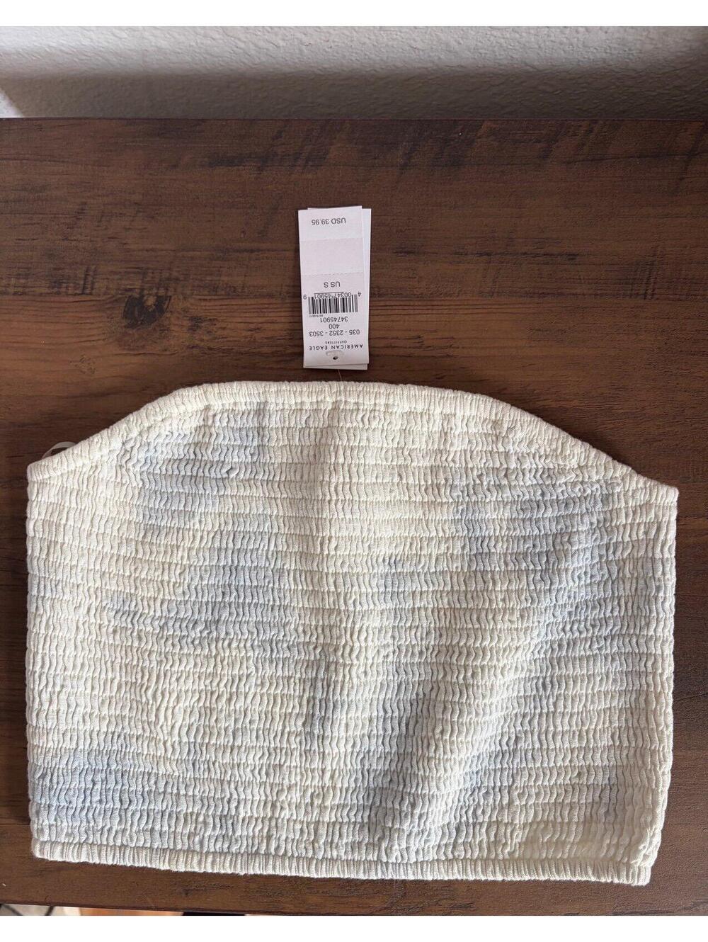 NWT American Eagle blue/white tie dye smocked tube top size S. $40 retail